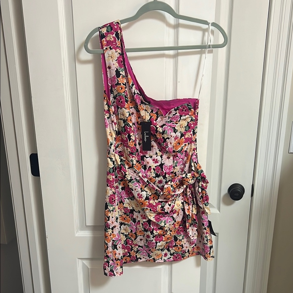 Lulu's Pink and Black Floral Dress
